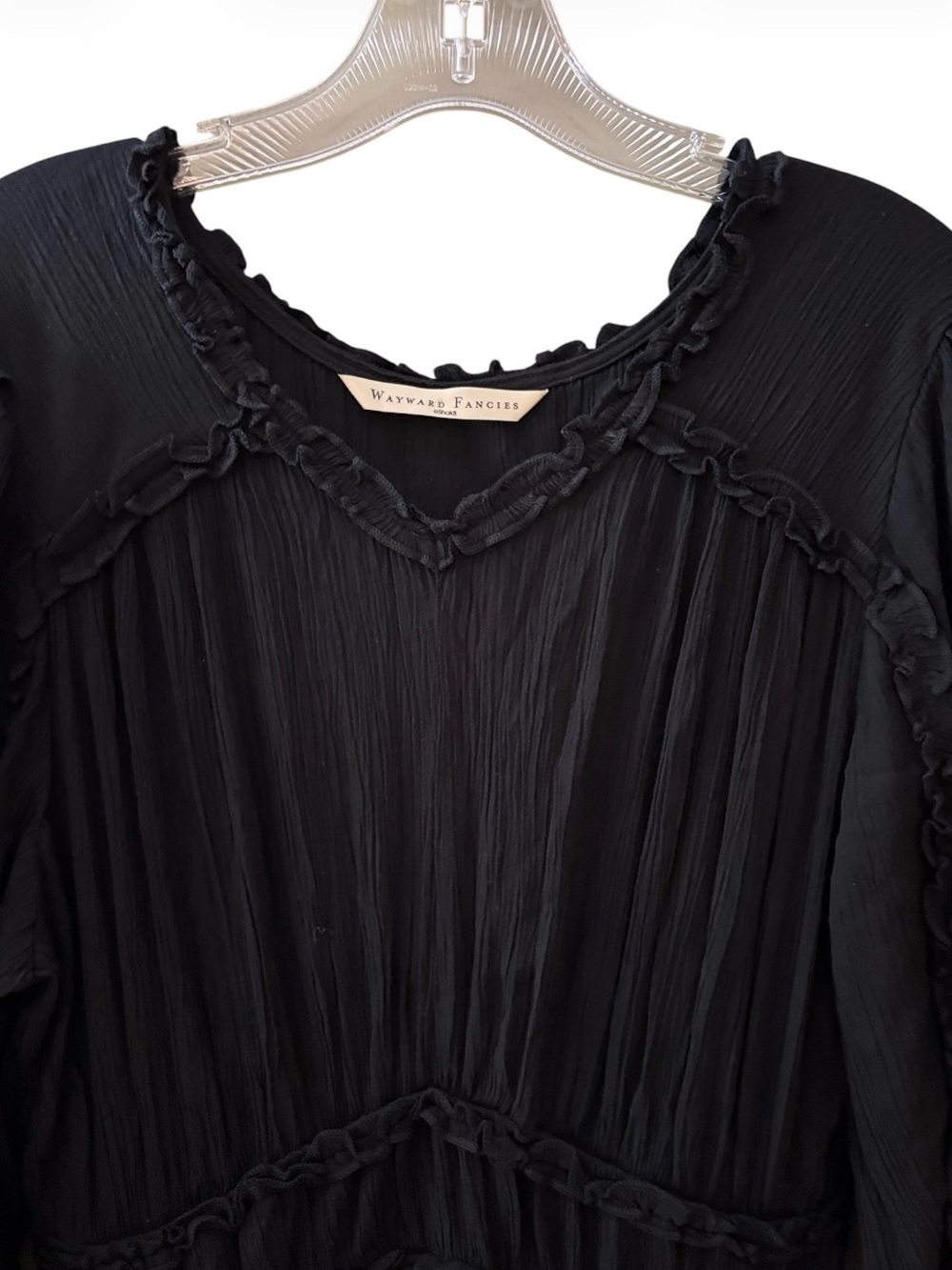 Wayward Fancies eShakti Black Dress Long Sleeve Ruffled - Picture 3 of 8